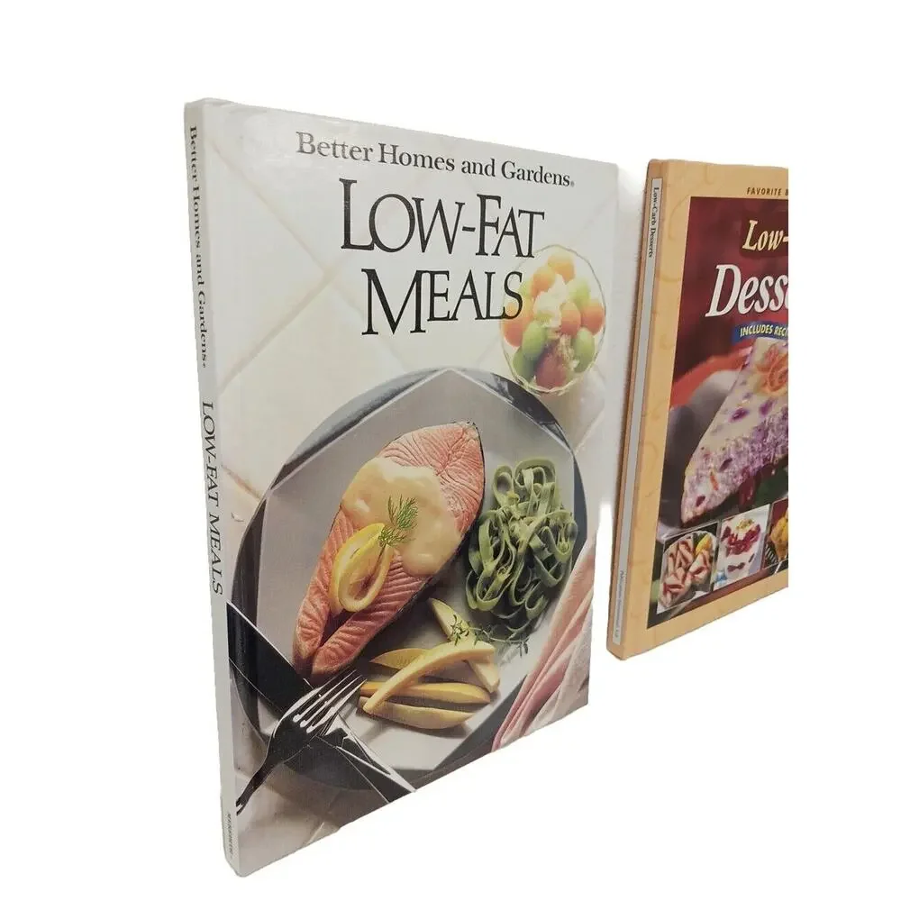 2 COOK BOOKS  Low Carb LOW-FAT MEALS Dessert Hardcover Healthy Easy Cooking